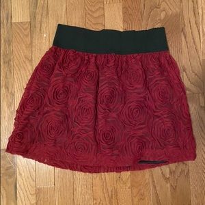 Dark Red Rose Detail Skirt